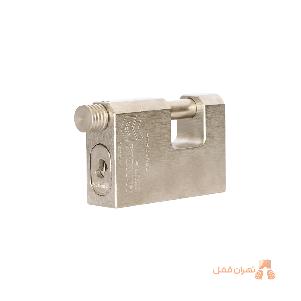 قفل کتابی منیر صنعت مدل M110 با ۱۲ ساچمه با بدنه فولادی- نمای زاویه دار