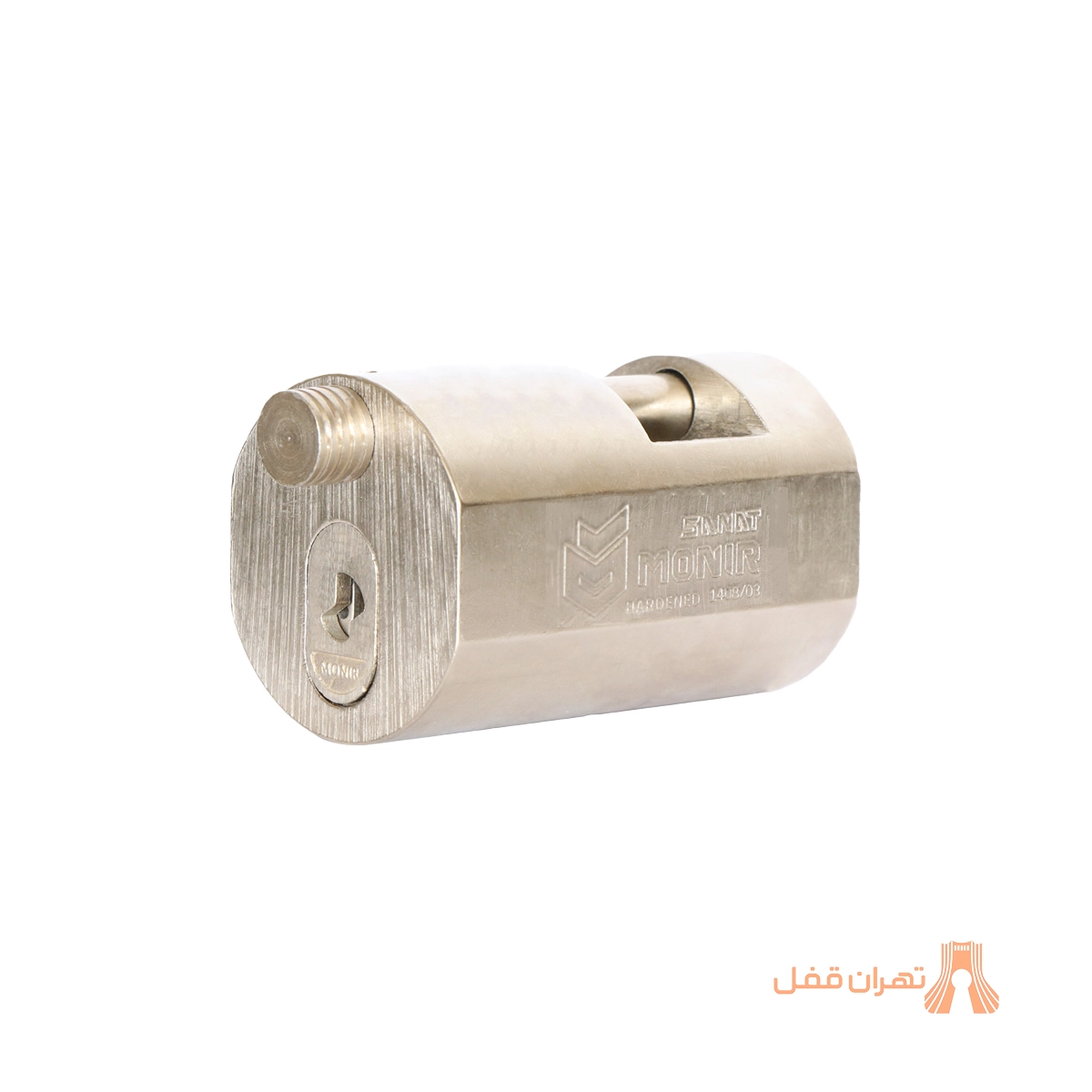 قفل استوانه ای منیر صنعت مدل M110 با بدنه فولادی- نمای زاویه دار